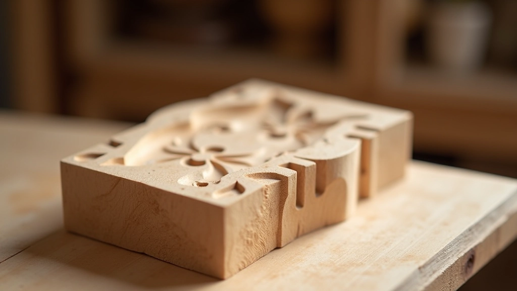 Finished carved wooden piece showing smooth surface after sanding and finishing, displaying grain and carved details