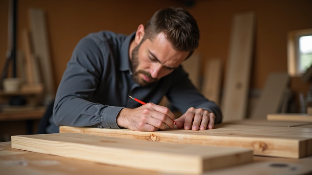 Hands inspecting wood surface for grain direction, knots, and defects during quality evaluation at a timber supplier
